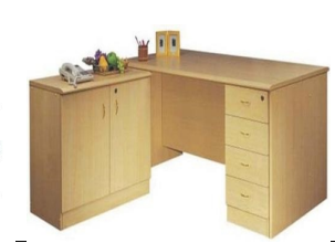 OFFICE EXECUTIVE TABLE (4 Drawer with Side Cupboard)